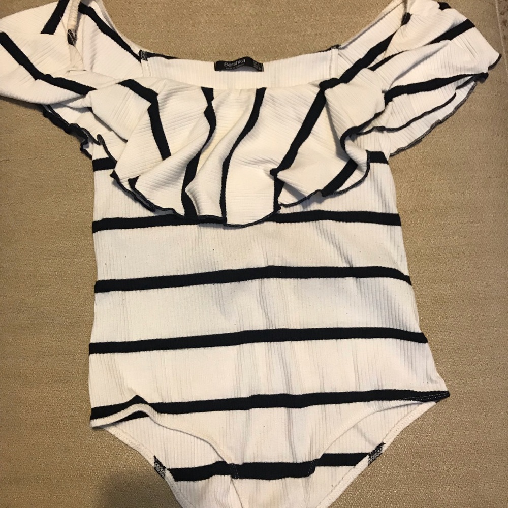 Striped Off Shoulder Body Suit